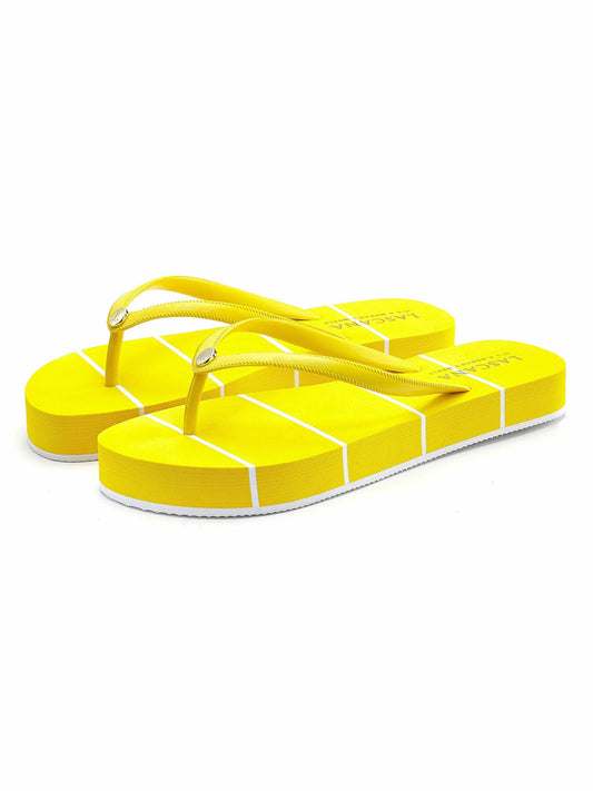 Tongs plage rayées jaune Lascana