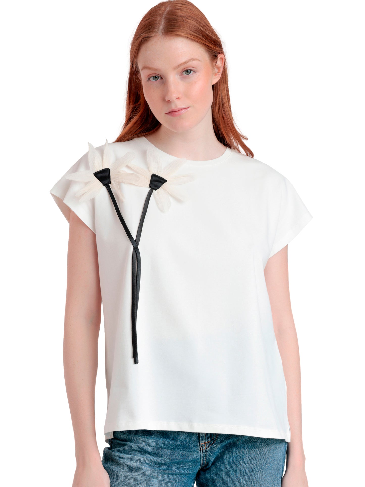 T-shirt manches courtes Flor Aplicada Admas