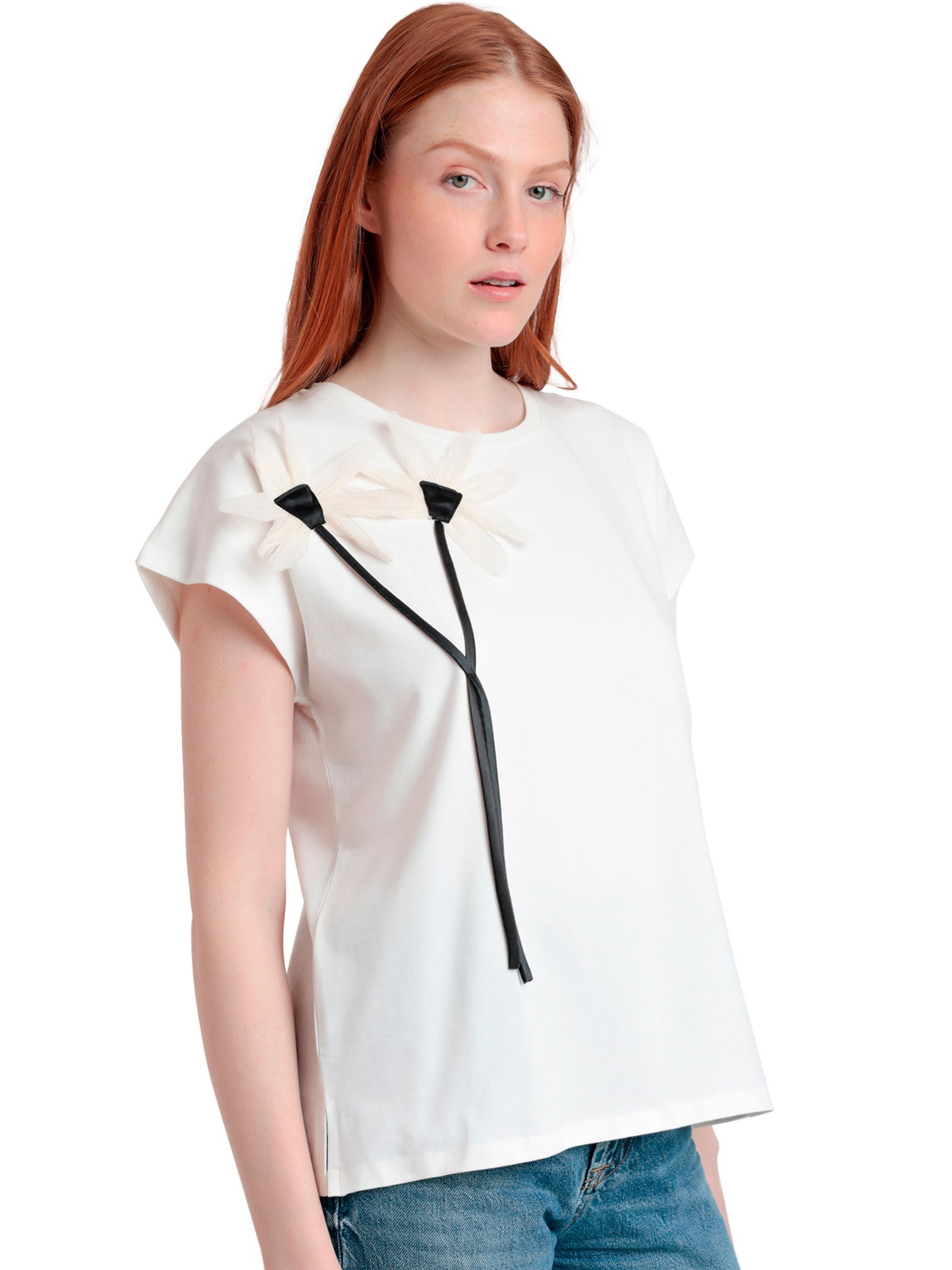 T-shirt manches courtes Flor Aplicada Admas