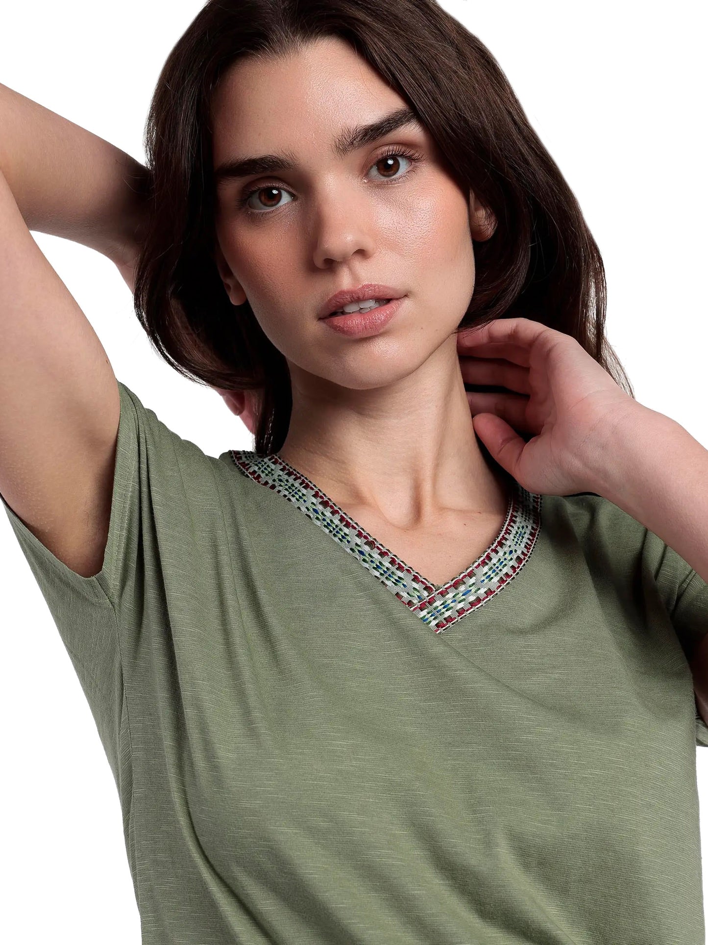 T-shirt manches courtes col V Mexico Admas