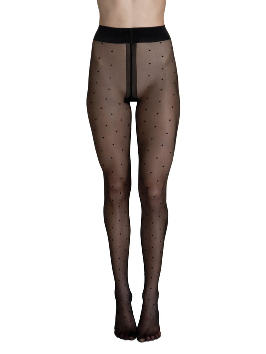 Collants 20 DEN à pois Fashion Dots noir Lisca