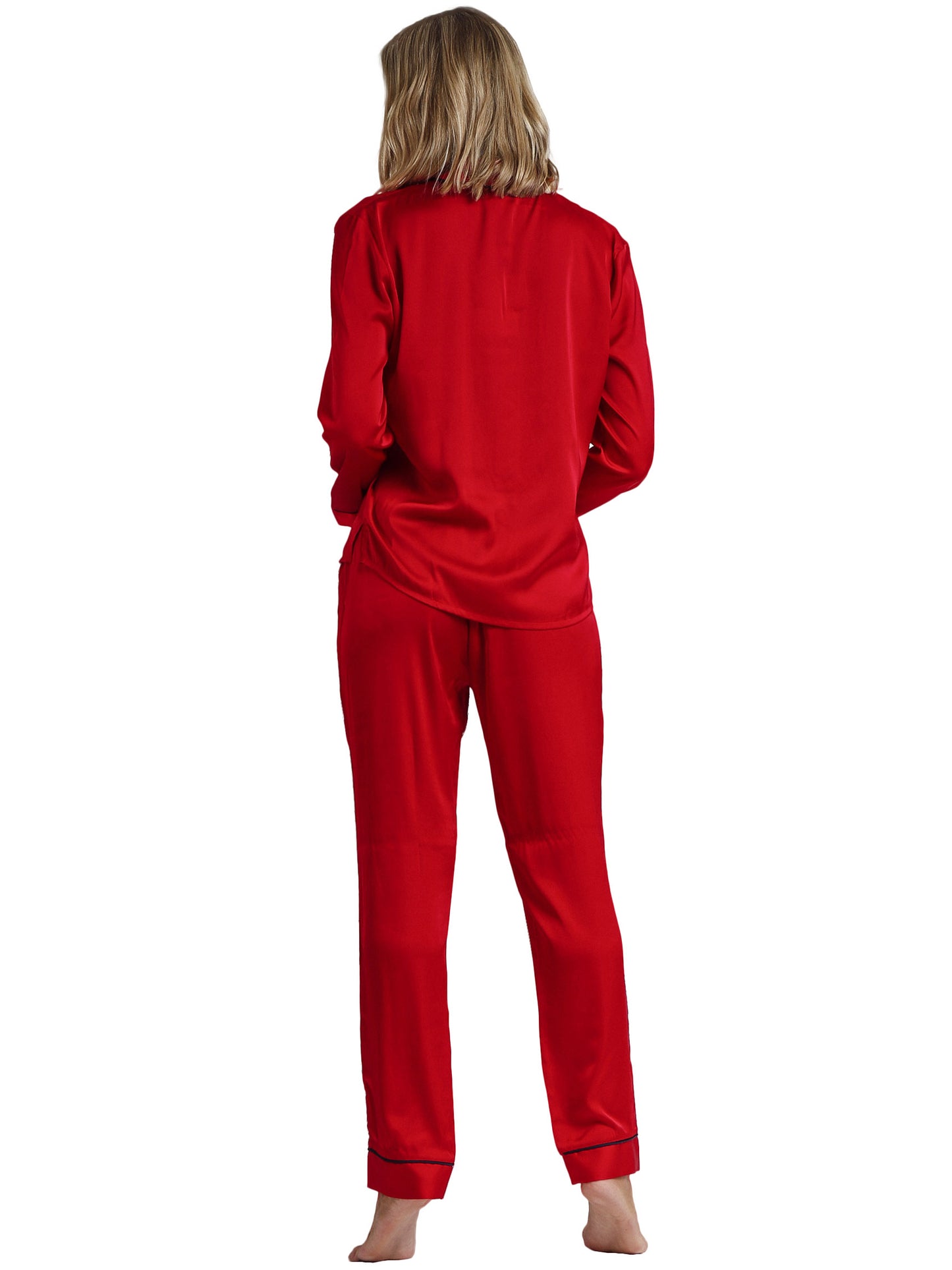 Pyjama satin tenue d'intérieur chemise et pantalon Classic Admas