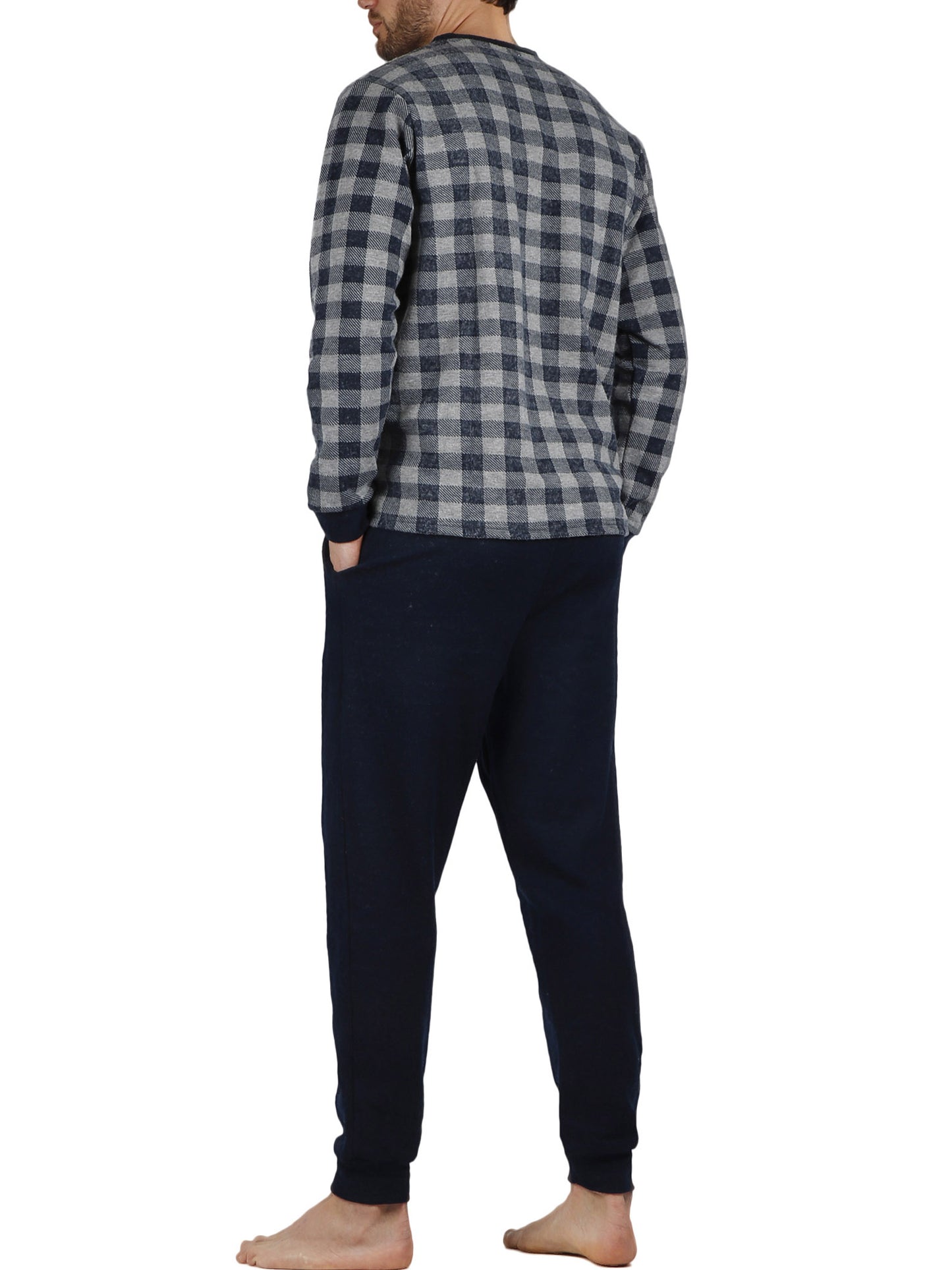 Pyjama tenue d'intérieur pantalon et haut manches longues Vichy Admas