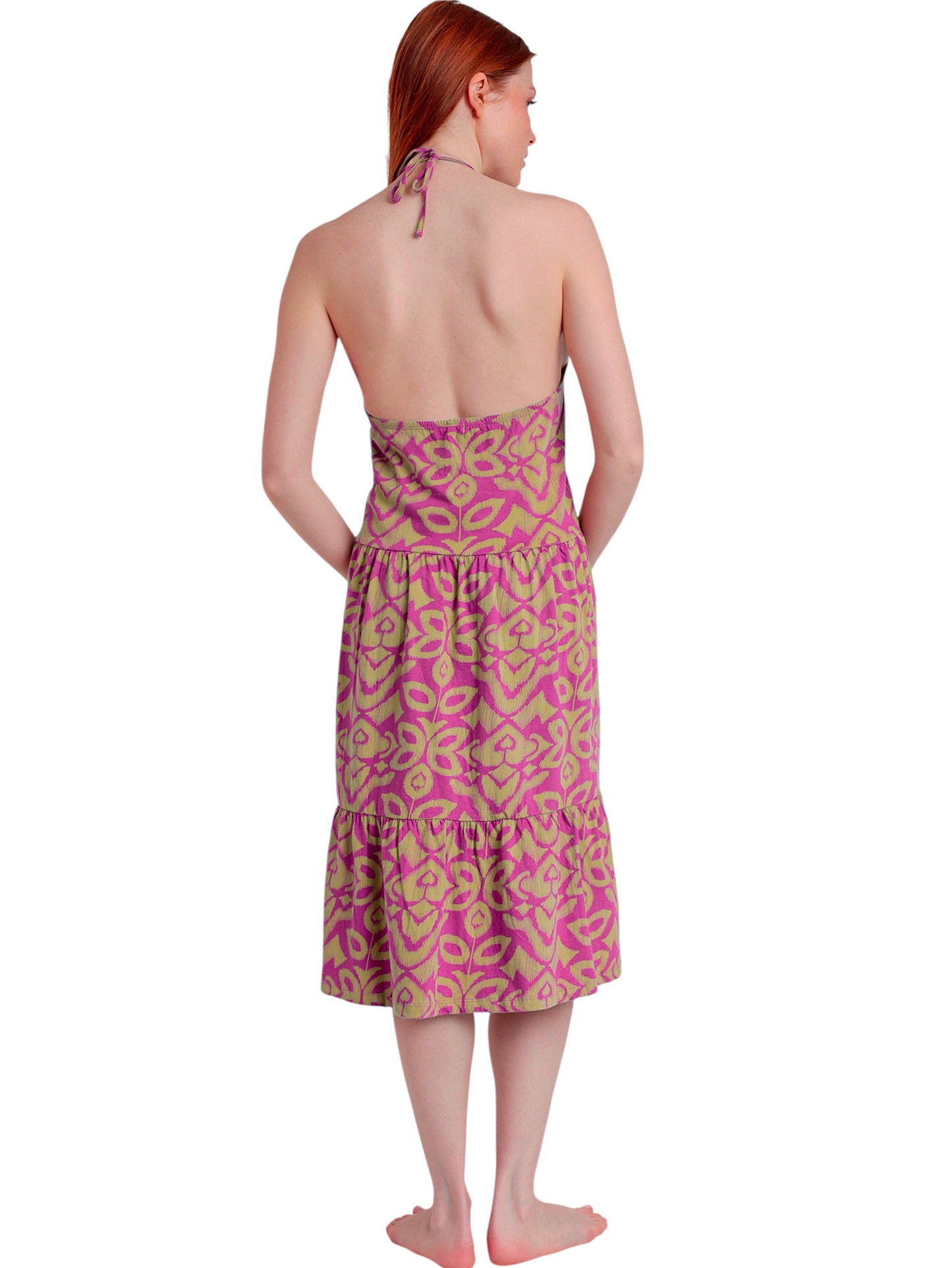 Robe estivale mi-longue dos nu Pink And Green Admas