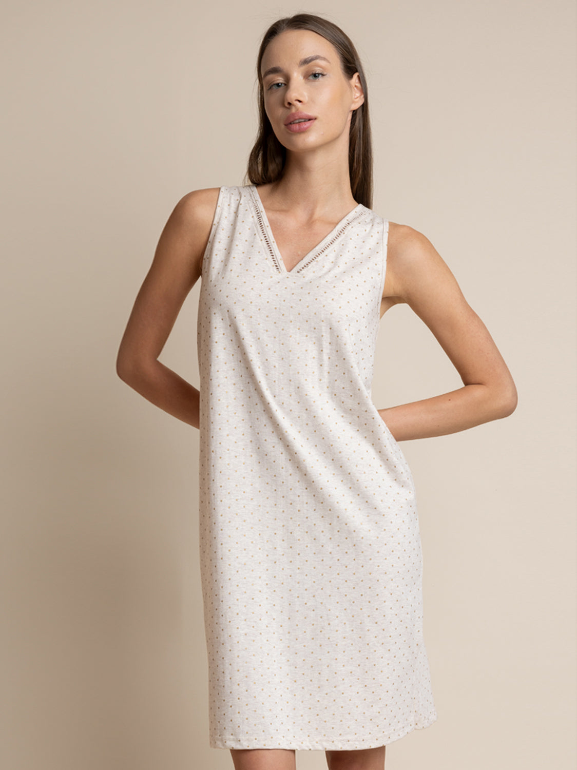 Chemise de nuit sans manches Organic Dots Admas