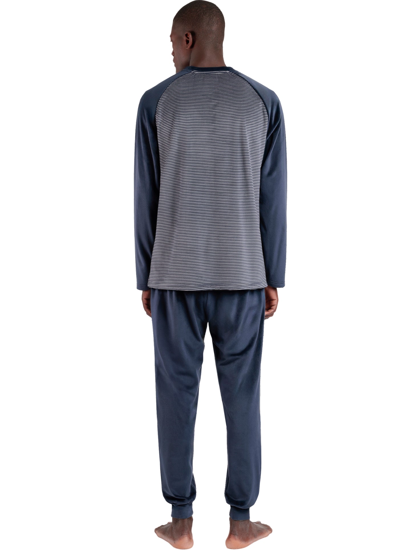 Pyjama velours tenue pantalon top manches longues Basic Stripes Admas