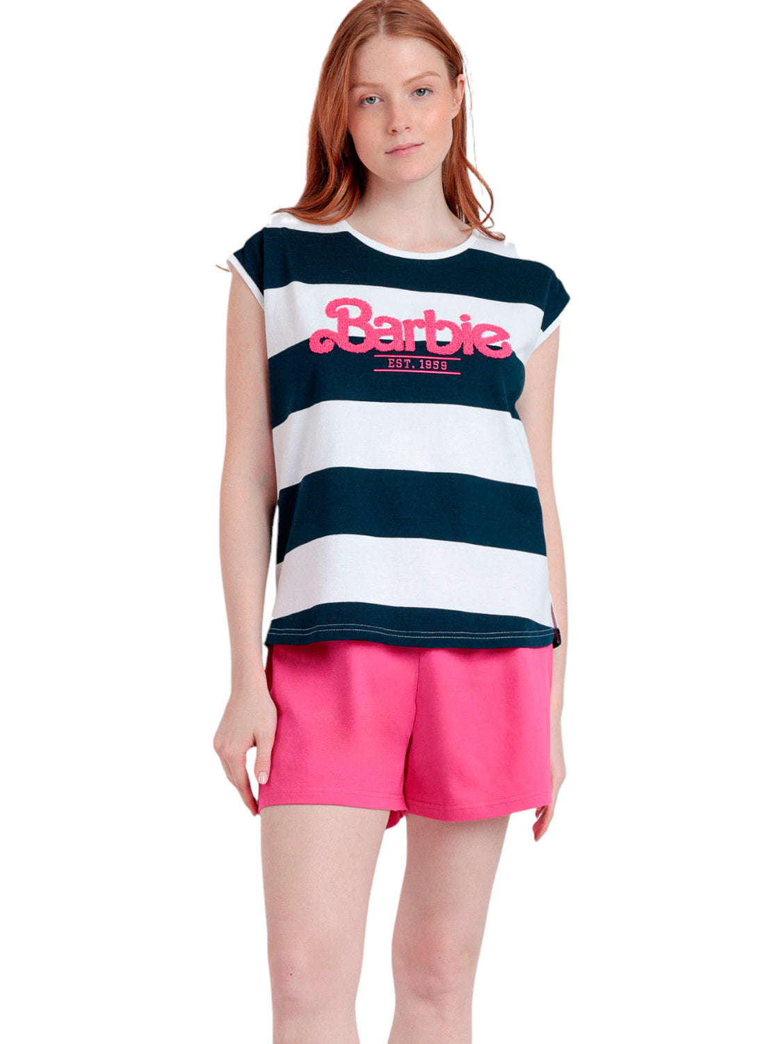 Pyjama short t-shirt Barbie Stripes Admas